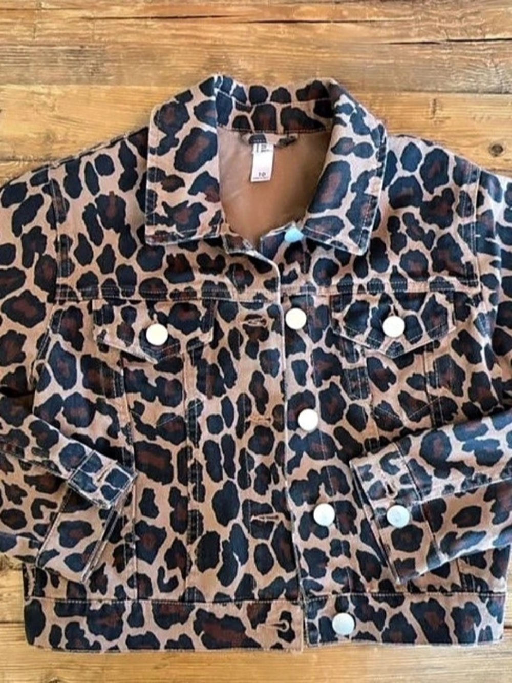 NEW franki Girls Size 10 Leopard Print Denim Jean Jacket